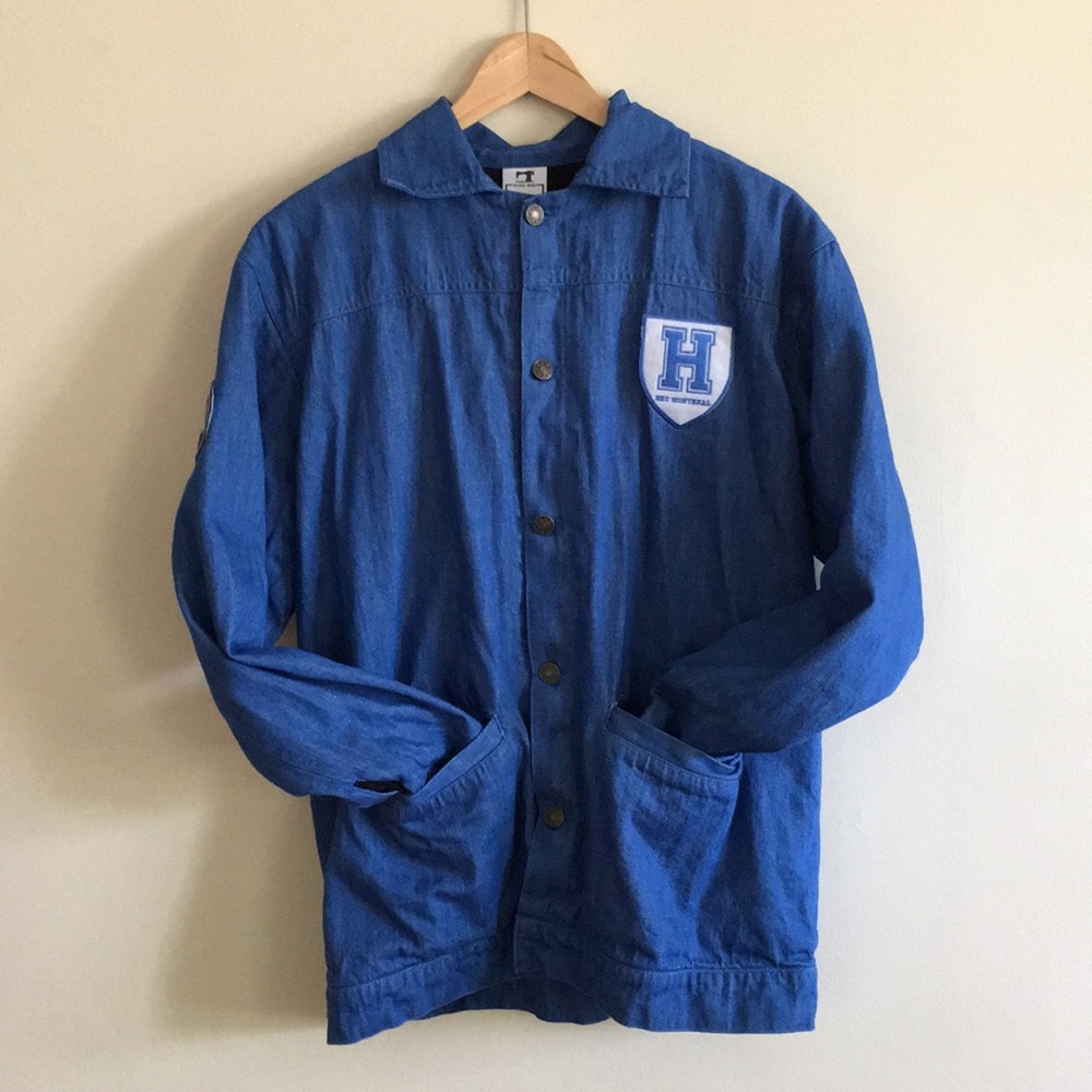 Varsity style double-lined jean jacket